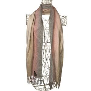 LOUISA PERINI Ombre Pink Grey Beige Soft 100% Cashmere Blend Scarf Wrap
